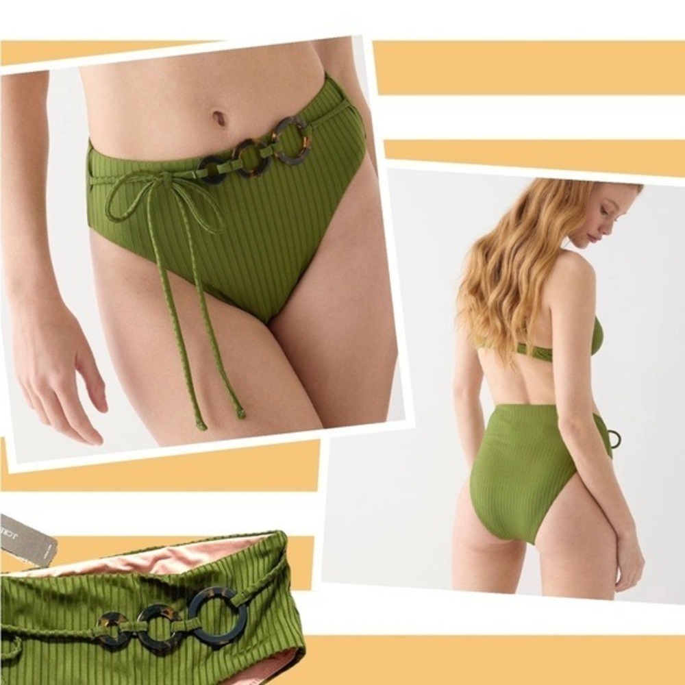 J. Crew Wide-Rib High-Rise Bikini Bottom‎ - Canteen Green, Size 3X